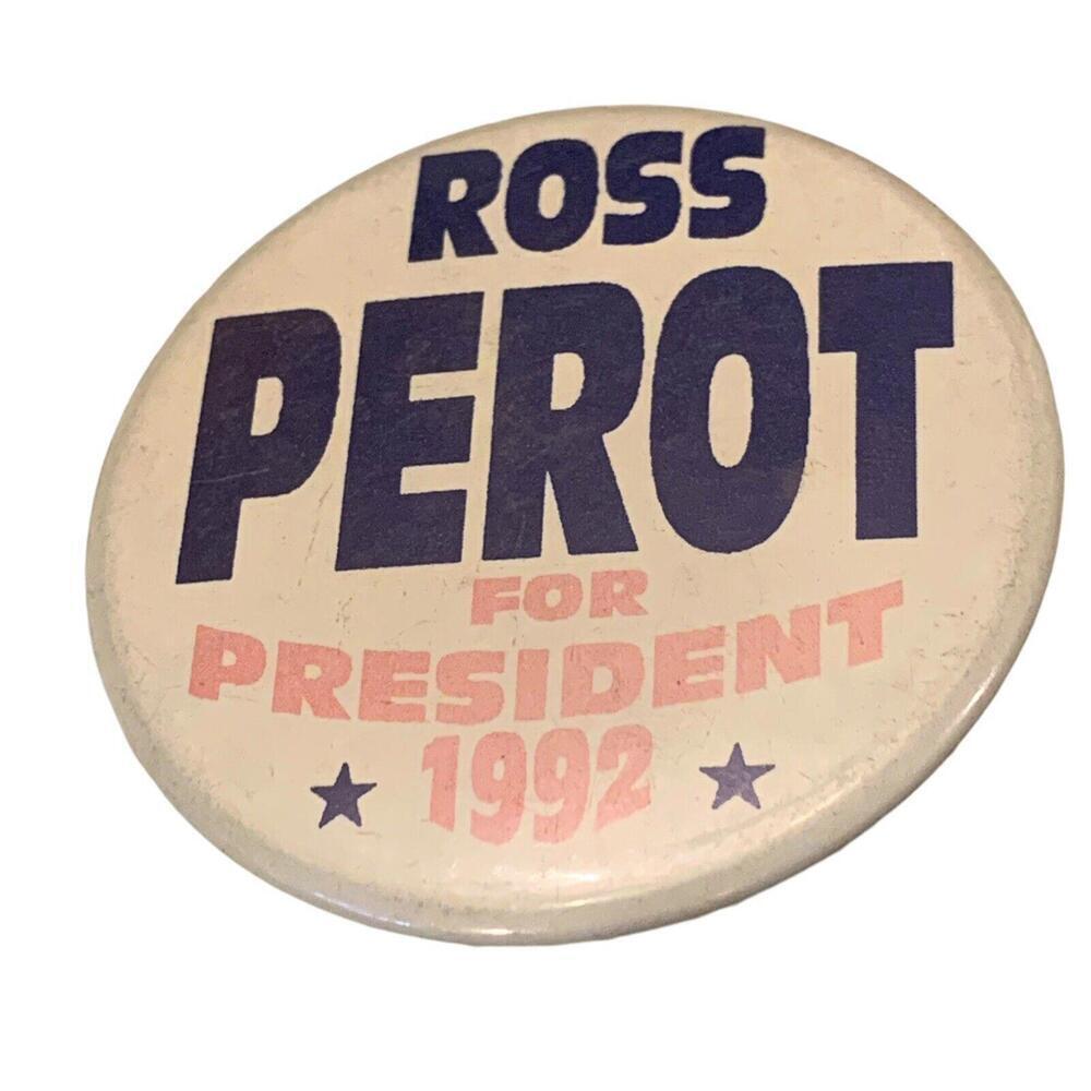 Ross Perot 1992 For President Round 2” Pinback Button Political Vintage Pin​​